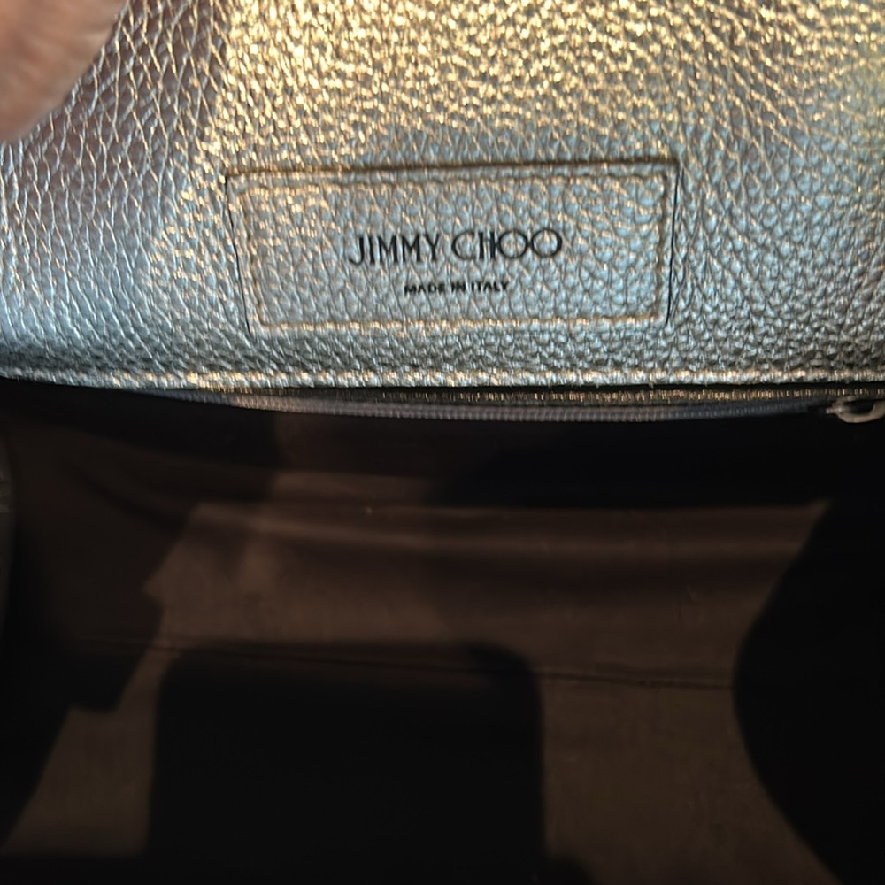 Jimmy Choo Silver Satchel with Structured Design and Top Handles - Picture 12 of 13